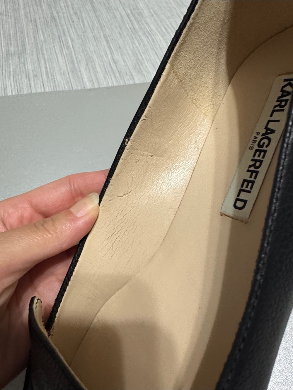 Karl Lagerfeld Paris Destine Black Leather Loafers Flats Pointed Toe Size 8 - Picture 6 of 12